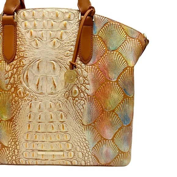Brahmin Large Duxbury Satchel Scallop Bondi Pastel Seashell Embossed Leather - Picture 3 of 13